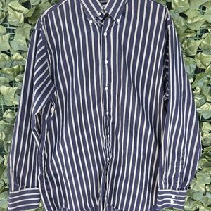 Daniel Cremieux Navy and White Vertical Stripe Button-Down Shirt